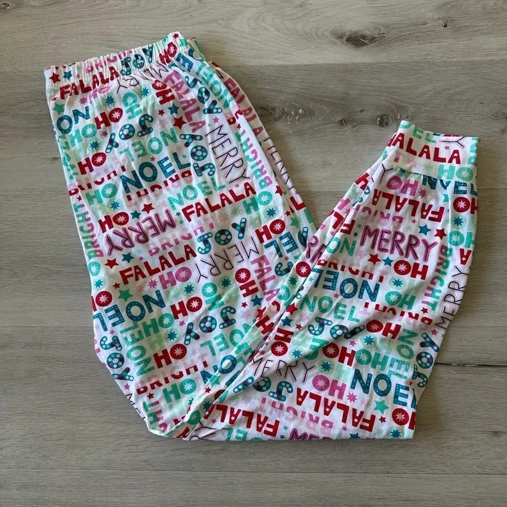 Children’s Place Mommy And Me Christmas Words Cotton Pajamas White XL NWT